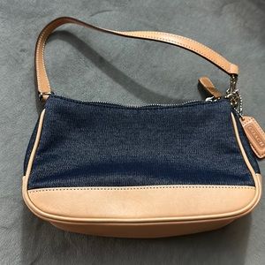 Authentic coach blue Jean and beige with silver hardware